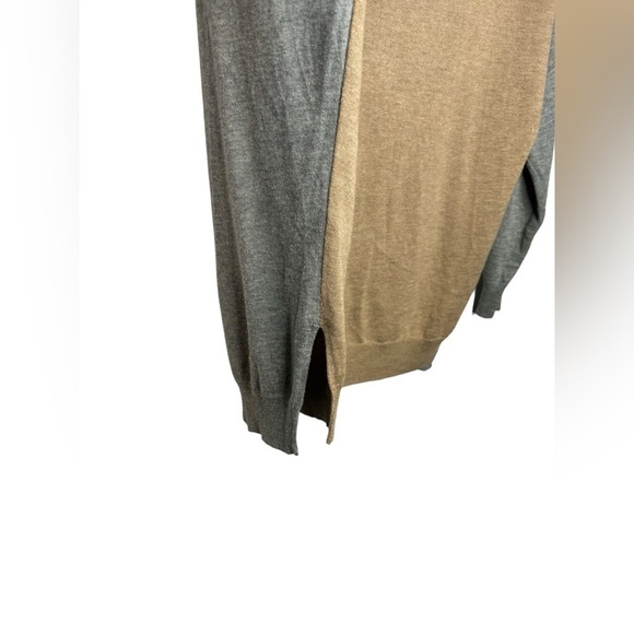 AMS PURE Rivet Sleeve V Neck Color Block Back Zip Cashmere Blend Sweater Size 6 - Picture 5 of 13